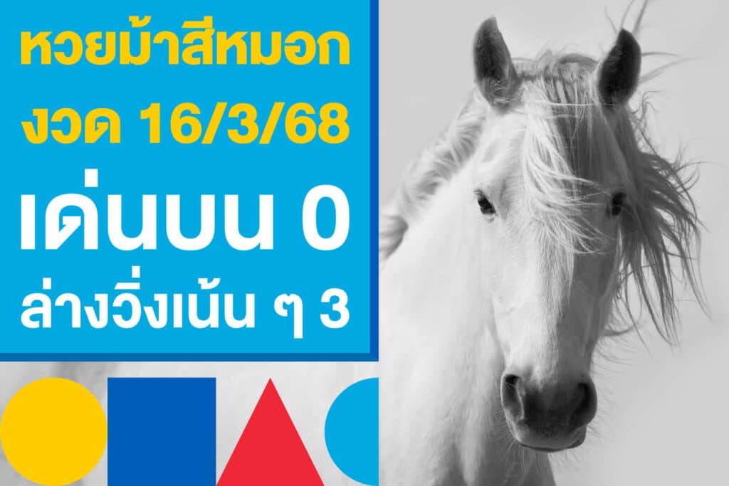 หวยม้าสีหมอก งวด 16/3/68 เด่นบน 0 ล่างวิ่งเน้น ๆ 3 มาแน่